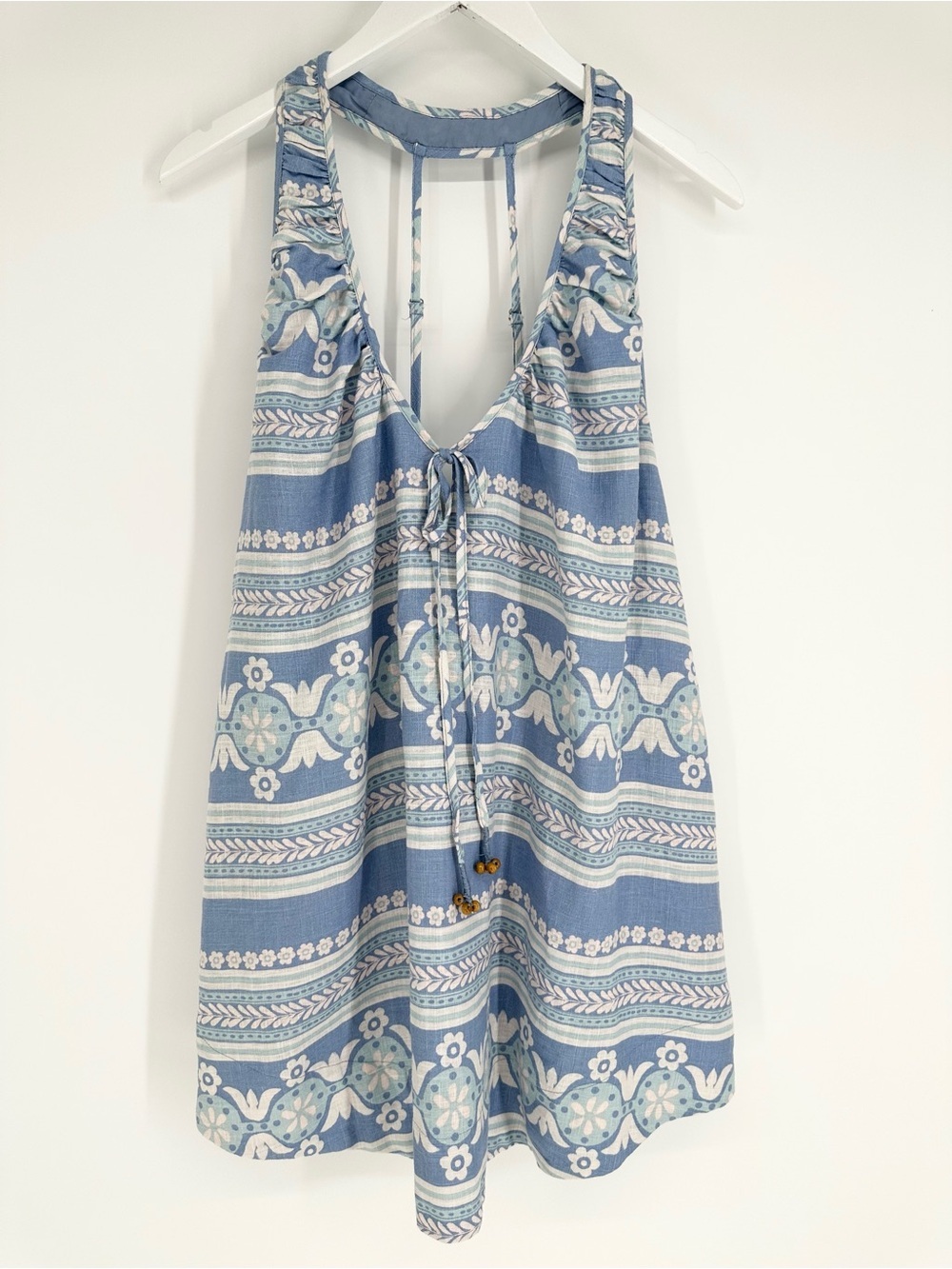 Free People Fisher Halter Mini Dress in Riverside Combo